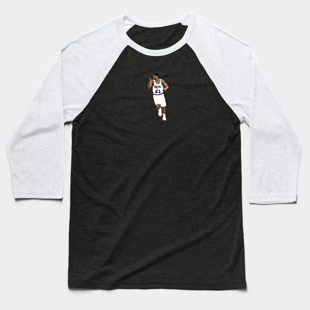 Tim Duncan Pixel Running Baseball T-Shirt by qiangdade